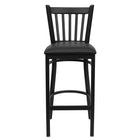 Flash Furniture HERCULES Series Black Vertical Back Metal Restaurant Barstool - Black Vinyl Seat - 2 Pack-Set of 2 Metal Dining Bar Stools