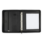 Bugatti Ring Binder In Leather - Black-Complete with a writing pad and an inner ID window