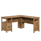Sauder 59"W Cannery Bridge L-Desk - Sindoori Mango-File drawer with full extension slides holds letter-size hanging files