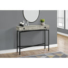 Monarch Specialties 3454 Accent Table - 42"L/Grey Reclaimed Wood/Black Console-Large storage drawer for your keys or mail