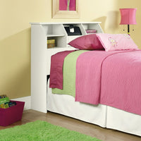 Sauder Shoal Creek Twin Bookcase Headboard, Soft White-This bookcase headboard easily attaches to twin size bed and saves you space while adding storage