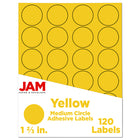 JAM Paper Circle Round Label Sticker Seals - 1-2/3" Diameter - Yellow - 120 Pack -English only packaging