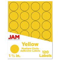 JAM Paper Circle Round Label Sticker Seals - 1-2/3" Diameter - Yellow - 120 Pack -English only packaging