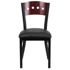 Flash Furniture HERCULES Series Black 4 Square Back Metal Restaurant Chair - Mahogany Wood Back, Black Vinyl Seat-Metal Chair