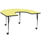 Flash Furniture Mobile 60"W x 66"L Horseshoe Thermal Laminate Activity Table, Yellow-Collaborative Horseshoe Shaped Activity Table