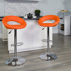 Flash Furniture Contemporary Orange Vinyl Rounded Orbit-Style Back Adjustable Height Barstool with Chrome Base-Swivel Seat