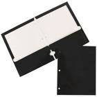 JAM Paper Glossy 2 Pocket 3 Hole Punched Folders, Black, 100 Pack (385GHPBLB)-Dimension: 11-1/2"h x 9.2"w x 1/5"d