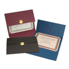 St. James Elite Medallion Fold Certificate Holders, Black Linen with Gold Medallion, 5 Pack-Notched for  8-1/2" x 11" certificates