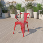 Flash Furniture Red Metal Indoor-Outdoor Chair with Arms-Red Powder Coat Finish