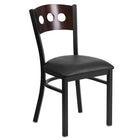 Flash Furniture HERCULES Series Black 3 Circle Back Metal Restaurant Chair - Walnut Wood Back, Black Vinyl Seat-500 lb. Weight Capacity