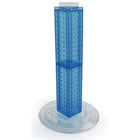 Azar Displays 24" x 4" x 4" 4-Sided Revolving Pegboard Counter Display, Blue Translucent (700222-BLU)-Interlocking four-sided pegboard tower and 14-1/2" diameter revolving clear plastic base
