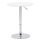 CorLiving DAW-510-T Adjustable Height Round Swivel-Top Table - White-Stylish chrome lift adjusts table height from 26” - 35.5”