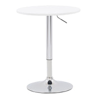 CorLiving DAW-510-T Adjustable Height Round Swivel-Top Table - White-Stylish chrome lift adjusts table height from 26” - 35.5”