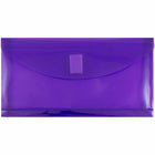 JAM Paper Plastic Envelopes with Hook & Loop #10 Booklet Wallet - 5.25" x 10" with 1" Expansion - Purple - 12 Pack -Plastic Envelopes with Velcro Closure , Colour: Purple