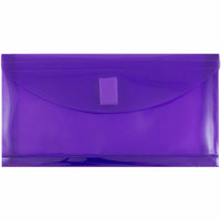 JAM Paper Plastic Envelopes with Hook & Loop #10 Booklet Wallet - 5.25" x 10" with 1" Expansion - Purple - 12 Pack -Plastic Envelopes with Velcro Closure , Colour: Purple