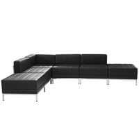 Flash Furniture  Hercules Imagination Series Black Leather Sectional Configuration, 6 Pieces (ZBIMAGSECTSET8)-Reception Grouping - Set