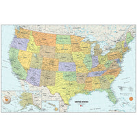WallPops USA Dry Erase Map - Multicolor-Maps