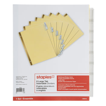 Staples Insertable Dividers - 8 Tabs - Clear | staples.ca