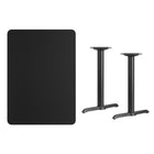 Flash Furniture 30" x 42" Rectangular Black Laminate Table Top with 5" x 22" Table Height Bases-Black Laminate Top