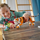 LEGO Creator 3-in-1 Majestic Tiger Building Kit - 755 Pieces-Posable fun - The tiger toy can move its body, head, jaw, tail, legs and shoulders, the red panda can move its head, tail, legs, feet and ears, and the koi fish has a posable body, fins and tail