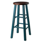 Winsome Wood Ivy 29" Bar Stool Rustic Teal with Walnut Seat (62230)-Bar Stool