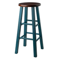 Winsome Wood Ivy 29" Bar Stool Rustic Teal with Walnut Seat (62230)-Bar Stool