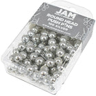JAM Paper Metal Thumb Tacks Push Pins, Round Top, Silver, 100 Pack (22432214)-Silver