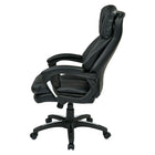 Work Smart Oversized Executive Faux Leather Chair with Padded Loop Arms, Black-One Touch Pneumatic Seat Height Adjustment