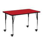 Flash Furniture Mobile 24"W x 48"L Rectangular HP Laminate Activity Table - Red-Popular Rectangular Activity Table