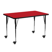 Flash Furniture Mobile 24"W x 48"L Rectangular HP Laminate Activity Table - Red-Popular Rectangular Activity Table