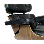 Nicer Furniture Modern Classic Lounge Chair & Ottoman Set - Black/Walnut-7-ply of cross grained kiln dried engineered wood shell to prevent warping and cracking