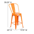 Flash Furniture 24" High Metal Indoor-Outdoor Counter Height Stool with Back-Galvanized Steel Construction