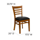 Flash Furniture HERCULES Series Ladder Back Cherry Wood Restaurant Chair - Black Vinyl Seat-Mortise and Tenon Style Construction with metal wood screw reinforcements