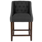 Flash Furniture Carmel 24"H Transitional Tufted Walnut Counter Height Stool with Accent Nail Trim - Charcoal Fabric - 2 Pack-Set of 2 Transitional Style Counter Stool