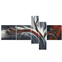 Design Art Abstract Thought, 5 Piece Gallery-wrapped Canvas Print Art, (PT143-RED)-Print