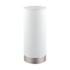 Eglo Pasteri Touch Sensor Table Lamp, 10", Matte Nickel Finish with White Fabric Shade-Table Lamp
