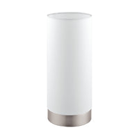 Eglo Pasteri Touch Sensor Table Lamp, 10", Matte Nickel Finish with White Fabric Shade-Table Lamp
