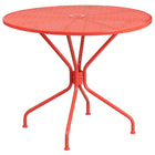 35.25'' Round Coral Indoor-Outdoor Steel Patio Table Set with 2 Round Back Chairs [CO-35RD-03CHR2-RED-GG]-Designed for Indoor and Outdoor Use
