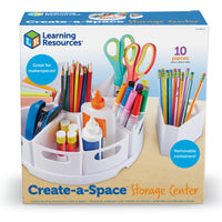 Learning Resources Create-A-Space Storage Center - White-Desk storage: All-in-one storage center features all the space you need to keep your classroom, playroom or office clutter free.