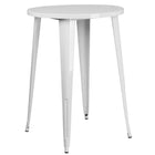 30'' Round White Metal Indoor-Outdoor Bar Table Set with 4 Square Seat Backless Barstools (CH-51090BH-4-30SQST-WH-GG)-Metal