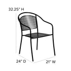 Flash Furniture Commercial Grade Black Indoor-Outdoor Steel Patio Arm Chair with Round Back-Floor Protector Plastic Glides
