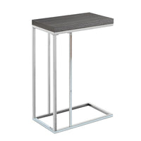 Monarch Specialties 3228 Accent Table - Grey With Chrome Metal-Made of grey particle board, chrome metal
