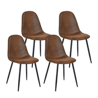 FurnitureR Dining Side Chair - Suede Vintage - 4 Pack-High-quality soft microfiber fabric upholstered on back and seat in vintage brown colour