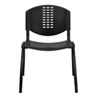 Flash Furniture HERCULES Series Black Plastic Stack Chair with Oval Cutout Back & Black Frame-Set of 5 Multipurpose Stack Chairs