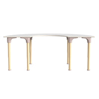 Flash Furniture Bright Beginnings 59" Commercial Grade Wooden Half Circle Adjustable Height Classroom Activity Table-Beech/White-Commercial Grade Height Adjustable Half Circle Wooden Classroom Activity Table