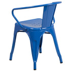 Flash Furniture Commercial Grade Metal Indoor-Outdoor Chair with Arms - Blue-Integrated Arms