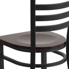 Flash Furniture HERCULES Series Black Ladder Back Metal Restaurant Chair - Walnut Wood Seat-.625'' Thick Plywood Seat