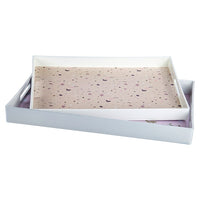 Truu Design Soft Focus Terrazzo Serving Trays, Set of 2, White-Large tray measures 18” x 12” and small tray measures 16” x 10” in dimensions