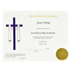 St. James Reconciliation Certificate, Purple Foil Engraved Design on 65lb Ivory Card, 50 Pack-Create tangible memories with these premium certificates