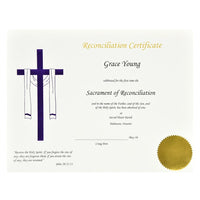 St. James Reconciliation Certificate, Purple Foil Engraved Design on 65lb Ivory Card, 50 Pack-Create tangible memories with these premium certificates